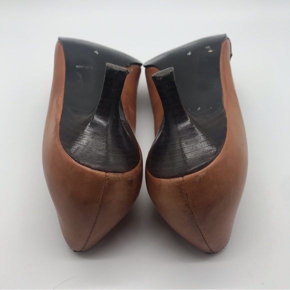 Dolci Pointed Brown Toe Leather Buckle Strap Stiletto Pump Kitten Heel Shoe Sz 4 - Picture 9 of 14